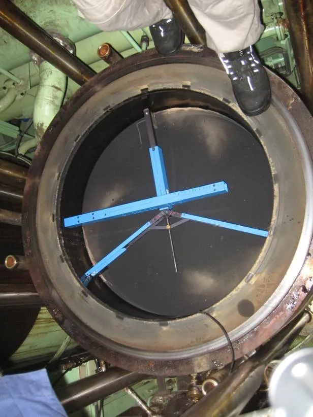 Specialized equipment measuring cylinder liner diameter onsite